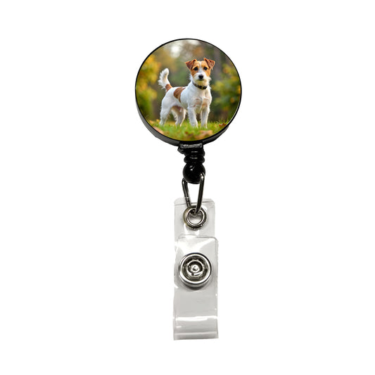 Parson Russell Terrier Dog Photo Retractable ID Key Card Name Tag Badge Holder with Clip