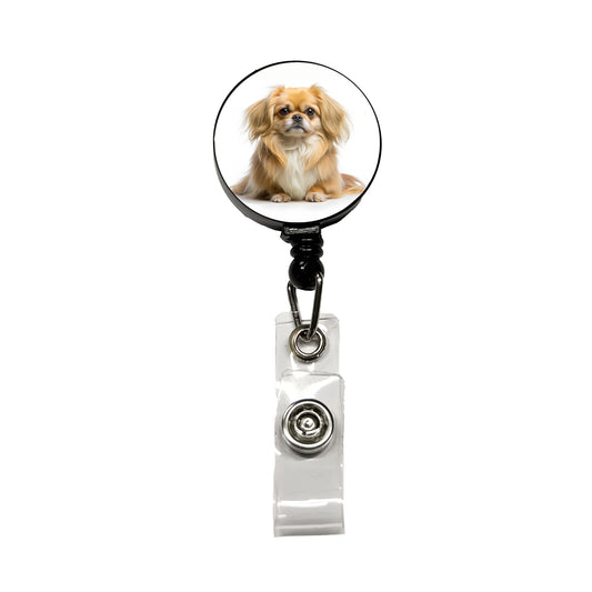 Pekapoo Dog Photo Retractable ID Key Card Name Tag Badge Holder with Clip