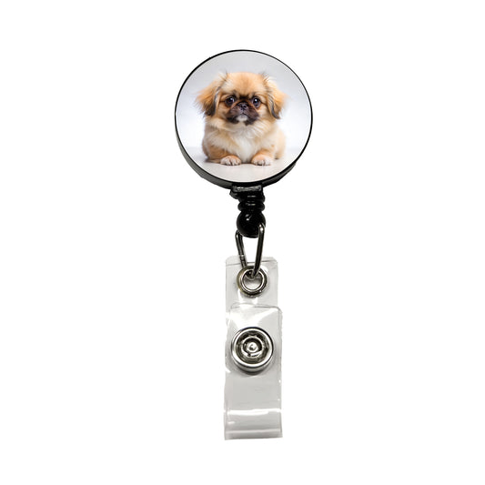 Pekingese Dog Puppy Photo Retractable ID Key Card Name Tag Badge Holder with Clip
