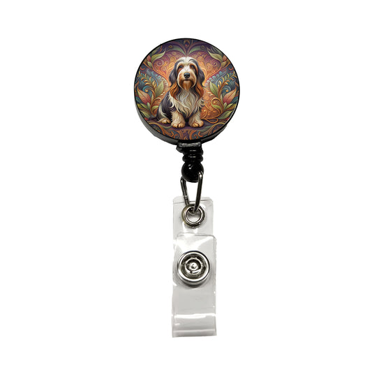 Petit Basset Griffon Vendeen Dog Art Nouveau Retractable ID Key Card Name Tag Badge Holder with Clip