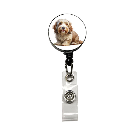 Petit Basset Griffon Vendeen Dog Illustration Retractable ID Key Card Name Tag Badge Holder with Clip