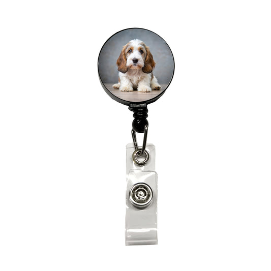 Petit Basset Griffon Vendeen Dog Puppy Photo Retractable ID Key Card Name Tag Badge Holder with Clip