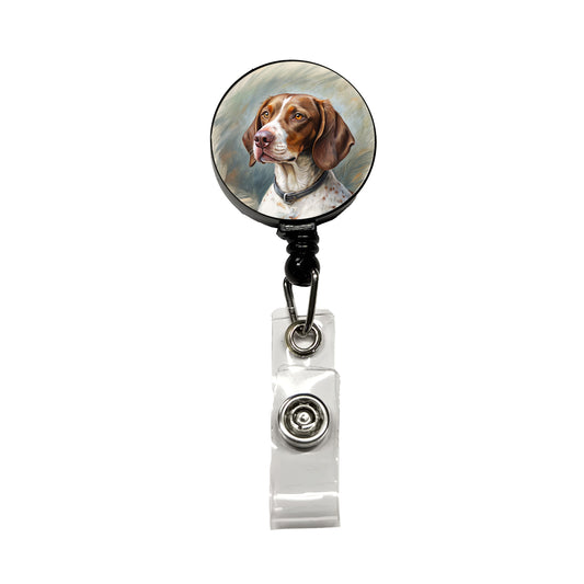 Pointer Dog Illustration Retractable ID Key Card Name Tag Badge Holder with Clip