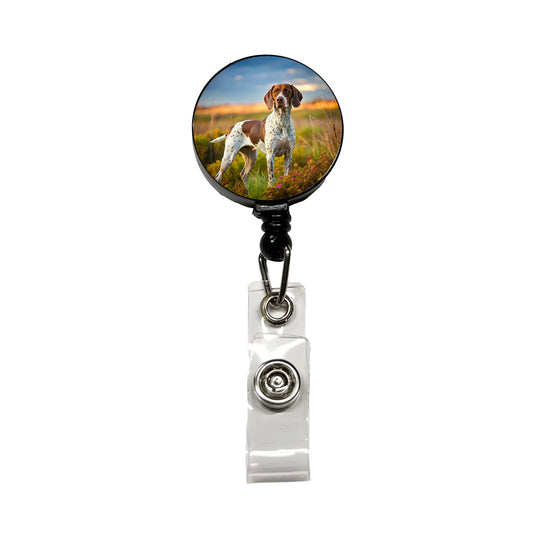 Pointer Dog Photo Retractable ID Key Card Name Tag Badge Holder with Clip