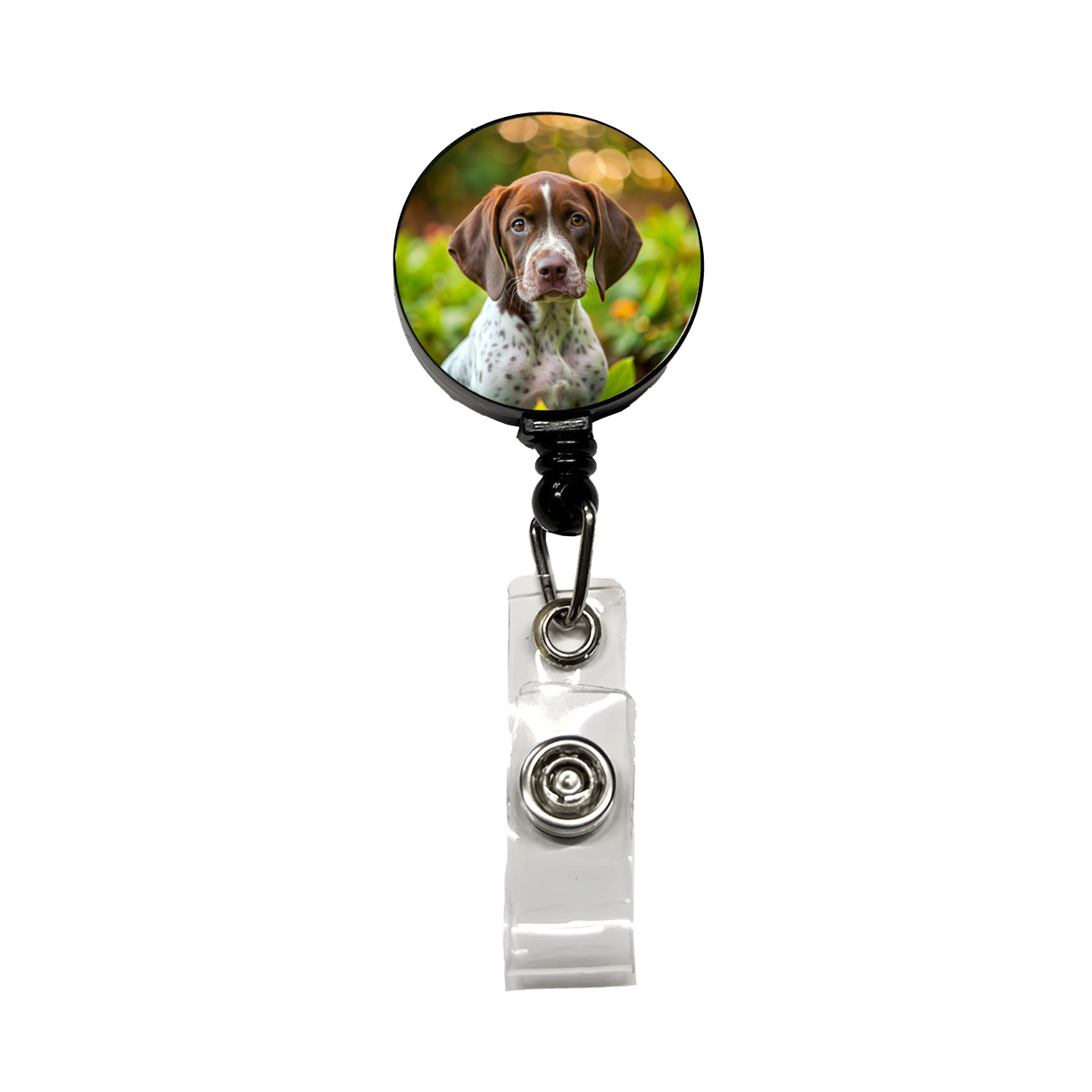 Pointer Dog Puppy Photo Retractable ID Key Card Name Tag Badge Holder with Clip
