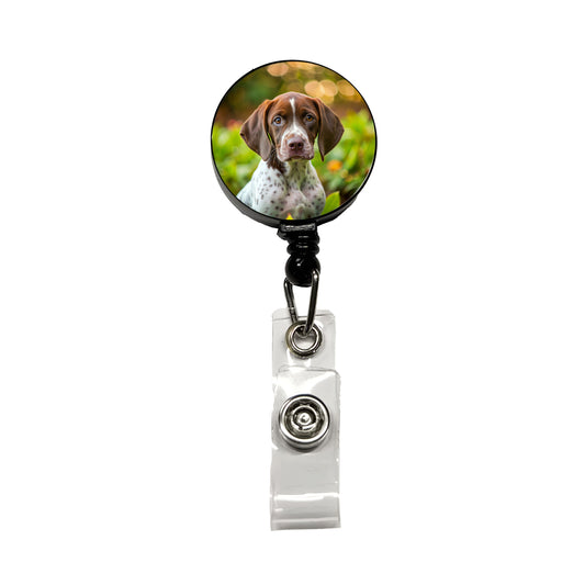 Pointer Dog Puppy Photo Retractable ID Key Card Name Tag Badge Holder with Clip