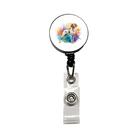 Pointer Dog Watercolor Style Retractable ID Key Card Name Tag Badge Holder with Clip