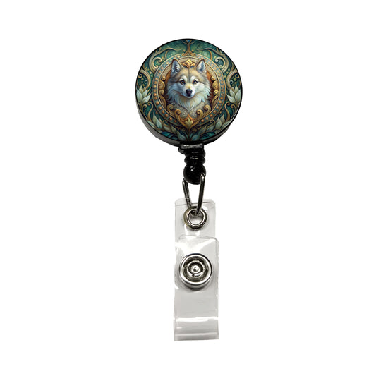 Pomsky Dog Art Nouveau Retractable ID Key Card Name Tag Badge Holder with Clip
