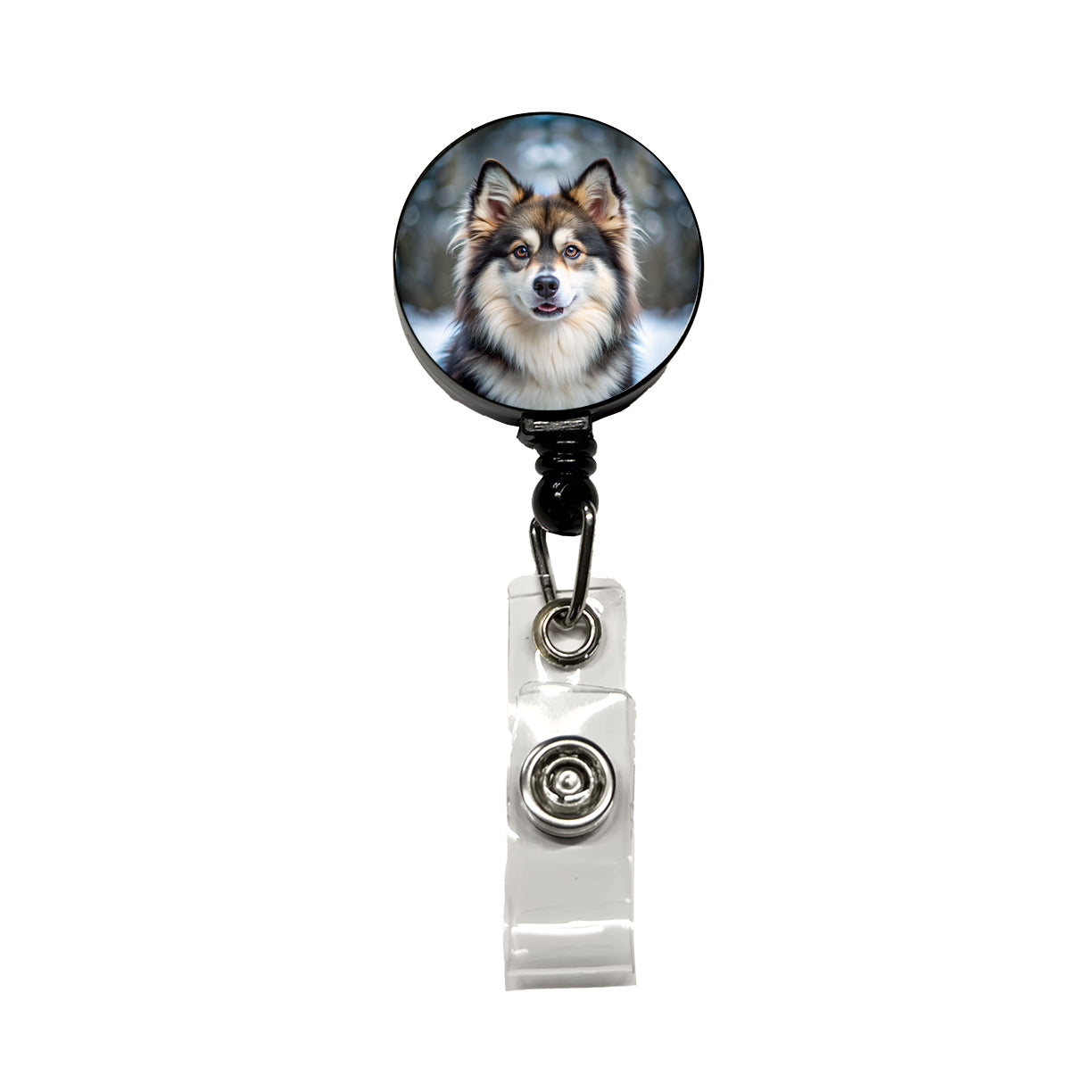 Pomsky Dog Photo Retractable ID Key Card Name Tag Badge Holder with Clip