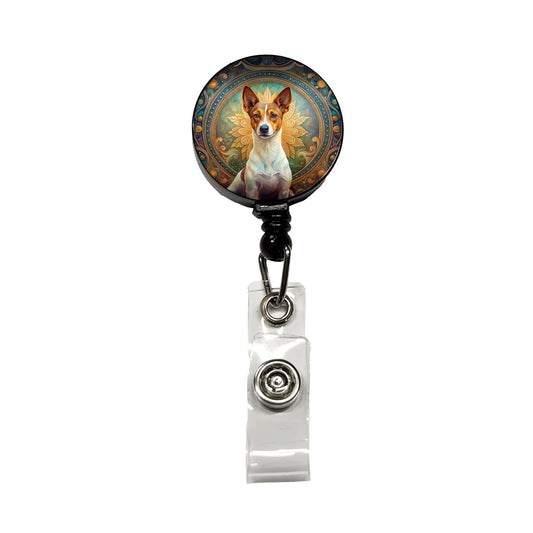 Portuguese Podengo Pequeno Dog Art Nouveau Retractable ID Key Card Name Tag Badge Holder with Clip