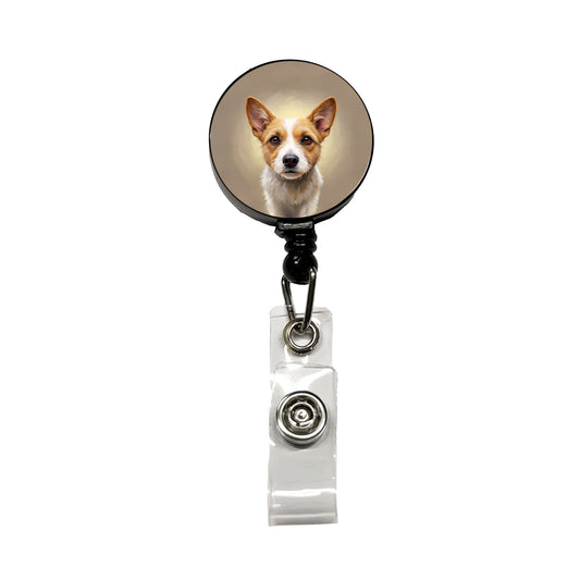Portuguese Podengo Pequeno Dog Illustration Retractable ID Key Card Name Tag Badge Holder with Clip