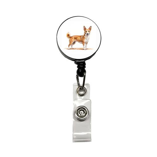 Portuguese Podengo Pequeno Dog Watercolor Style Retractable ID Key Card Name Tag Badge Holder with Clip