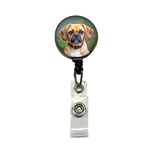 Puggle Dog Photo Retractable ID Key Card Name Tag Badge Holder with Clip