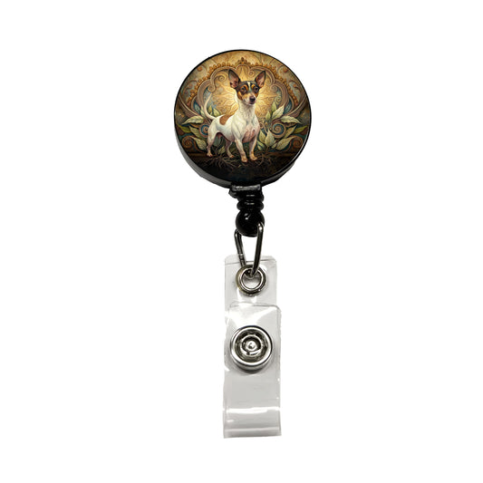 Rat Terrier Dog Art Nouveau Retractable ID Key Card Name Tag Badge Holder with Clip
