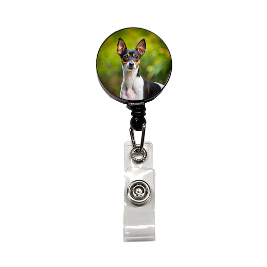 Rat Terrier Dog Photo Retractable ID Key Card Name Tag Badge Holder with Clip
