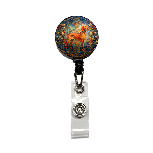 Redbone Coonhound Dog Art Nouveau Retractable ID Key Card Name Tag Badge Holder with Clip