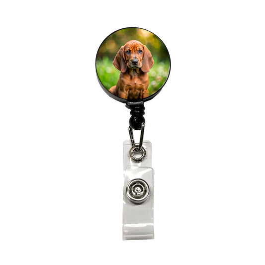 Redbone Coonhound Dog Puppy Photo Retractable ID Key Card Name Tag Badge Holder with Clip