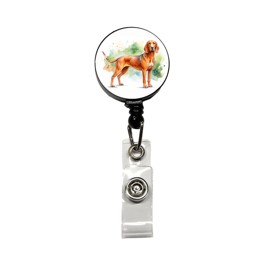 Redbone Coonhound Dog Watercolor Style Retractable ID Key Card Name Tag Badge Holder with Clip