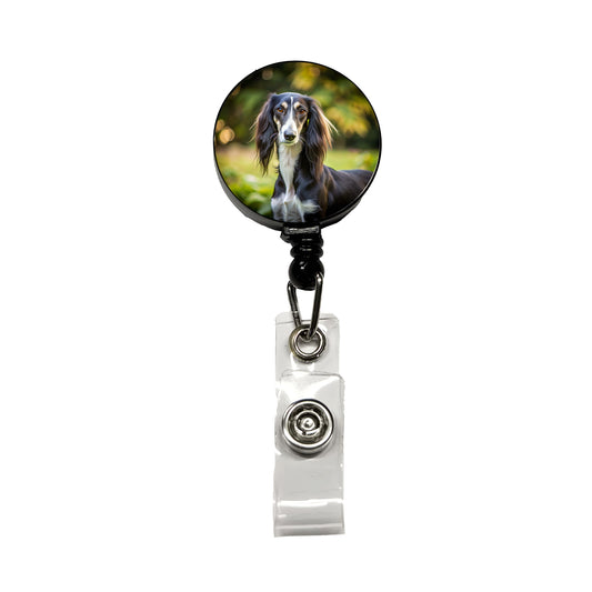 Saluki Dog Photo Retractable ID Key Card Name Tag Badge Holder with Clip