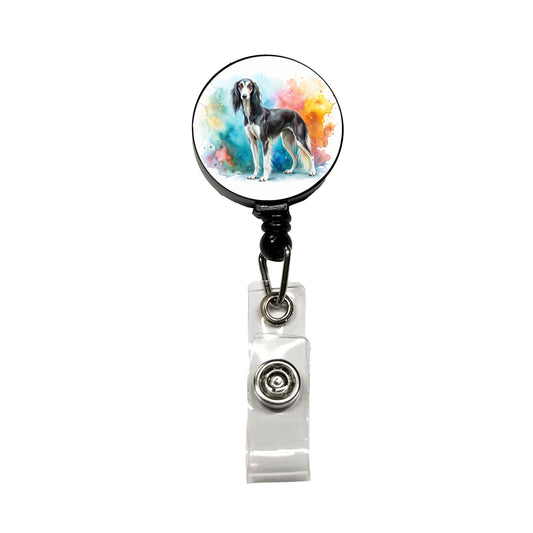 Saluki Dog Watercolor Style Retractable ID Key Card Name Tag Badge Holder with Clip