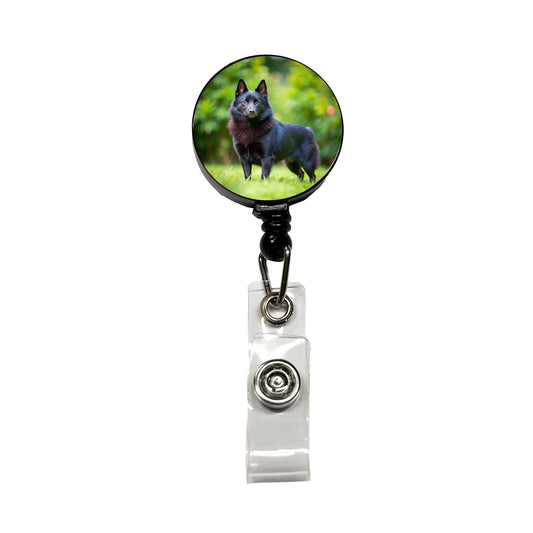 Schipperke Dog Photo Retractable ID Key Card Name Tag Badge Holder with Clip