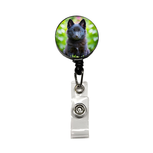 Schipperke Dog Puppy Photo Retractable ID Key Card Name Tag Badge Holder with Clip