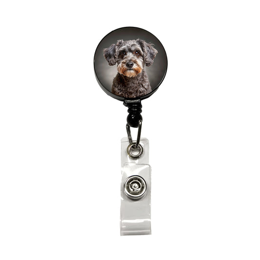 Schnoodle Dog Photo Retractable ID Key Card Name Tag Badge Holder with Clip