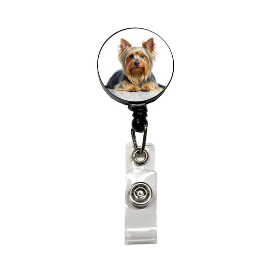 Silky Terrier Dog Photo Retractable ID Key Card Name Tag Badge Holder with Clip