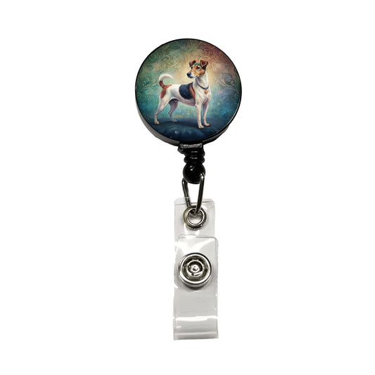 Smooth Fox Terrier Dog Art Nouveau Retractable ID Key Card Name Tag Badge Holder with Clip
