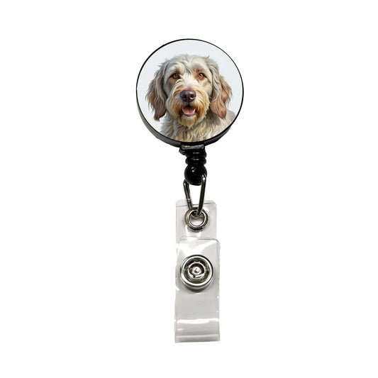 Spinone Italiano Dog Illustration Retractable ID Key Card Name Tag Badge Holder with Clip