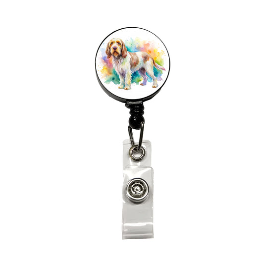 Spinone Italiano Dog Watercolor Style Retractable ID Key Card Name Tag Badge Holder with Clip