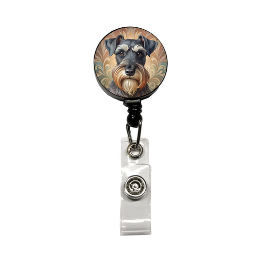 Standard Schnauzer Dog Art Nouveau Retractable ID Key Card Name Tag Badge Holder with Clip