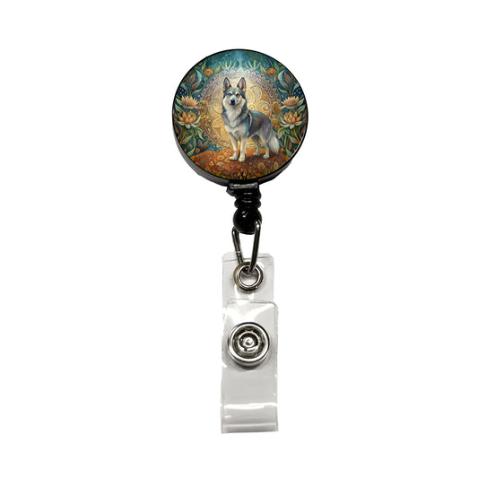 Swedish Vallhund Dog Art Nouveau Retractable ID Key Card Name Tag Badge Holder with Clip