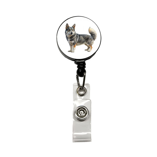 Swedish Vallhund Dog Illustration Retractable ID Key Card Name Tag Badge Holder with Clip