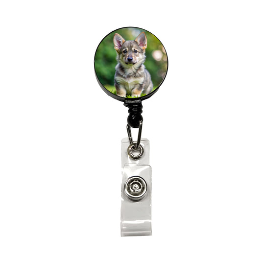 Swedish Vallhund Dog Puppy Photo Retractable ID Key Card Name Tag Badge Holder with Clip