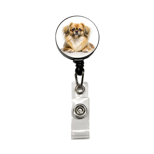 Tibetan Spaniel Dog Photo Retractable ID Key Card Name Tag Badge Holder with Clip