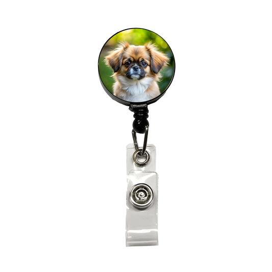 Tibetan Spaniel Dog Puppy Photo Retractable ID Key Card Name Tag Badge Holder with Clip