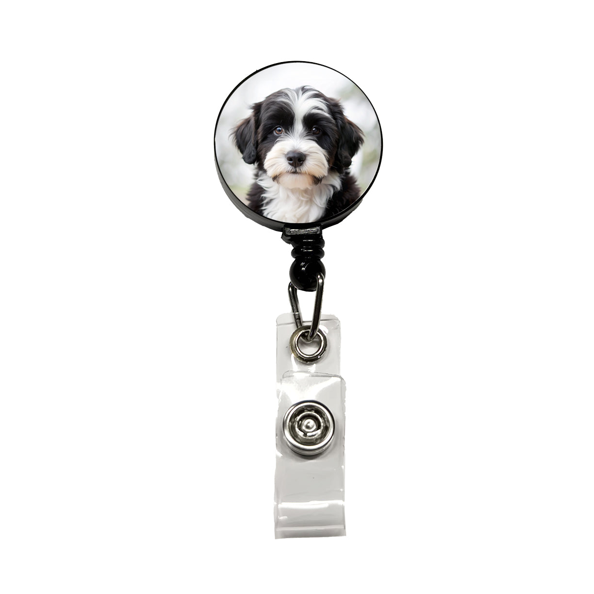 Tibetan Terrier Dog Puppy Photo Retractable ID Key Card Name Tag Badge Holder with Clip