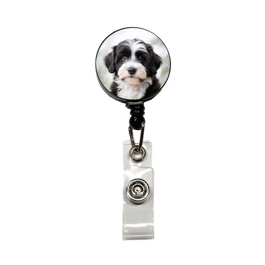 Tibetan Terrier Dog Puppy Photo Retractable ID Key Card Name Tag Badge Holder with Clip