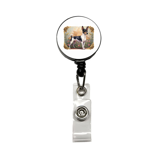 Toy Fox Terrier Dog Art Nouveau Retractable ID Key Card Name Tag Badge Holder with Clip