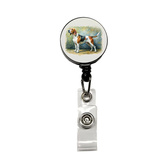 Treeing Walker Coonhound Dog Illustration Retractable ID Key Card Name Tag Badge Holder with Clip