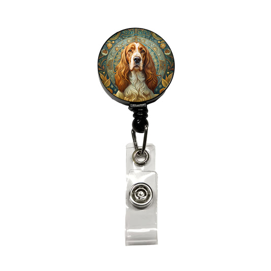 Welsh Springer Spaniel Dog Art Nouveau Retractable ID Key Card Name Tag Badge Holder with Clip