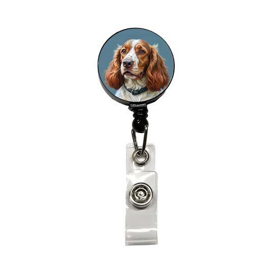 Welsh Springer Spaniel Dog Illustration Retractable ID Key Card Name Tag Badge Holder with Clip