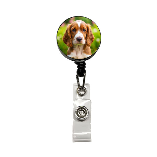 Welsh Springer Spaniel Dog Puppy Photo Retractable ID Key Card Name Tag Badge Holder with Clip