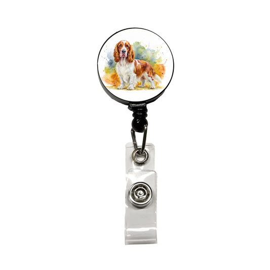 Welsh Springer Spaniel Dog Watercolor Style Retractable ID Key Card Name Tag Badge Holder with Clip