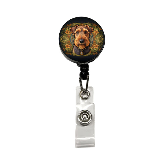 Welsh Terrier Dog Art Nouveau Retractable ID Key Card Name Tag Badge Holder with Clip