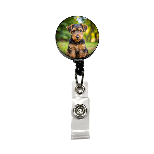 Welsh Terrier Dog Puppy Photo Retractable ID Key Card Name Tag Badge Holder with Clip