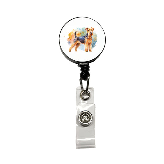 Welsh Terrier Dog Watercolor Style Retractable ID Key Card Name Tag Badge Holder with Clip