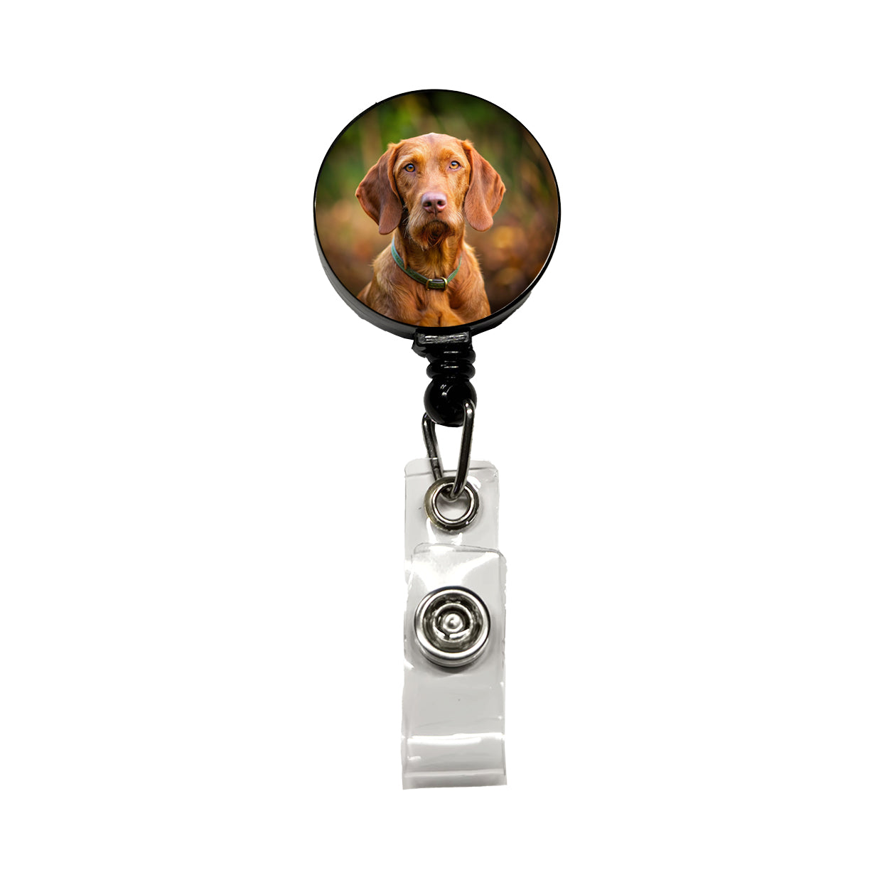 Wirehaired Vizsla Dog Photo Retractable ID Key Card Name Tag Badge Holder with Clip