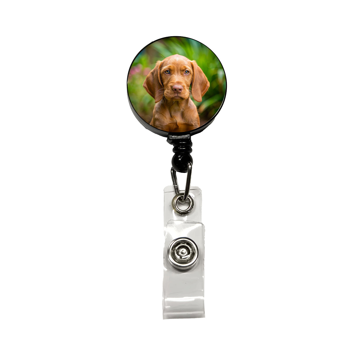 Wirehaired Vizsla Dog Puppy Photo Retractable ID Key Card Name Tag Badge Holder with Clip